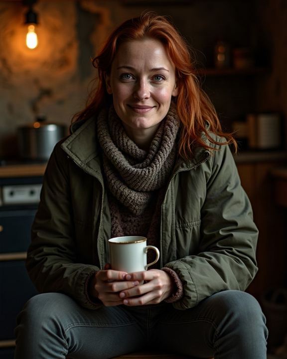 AI-generated portrait of Saoirse, a fictional character in Slowburn